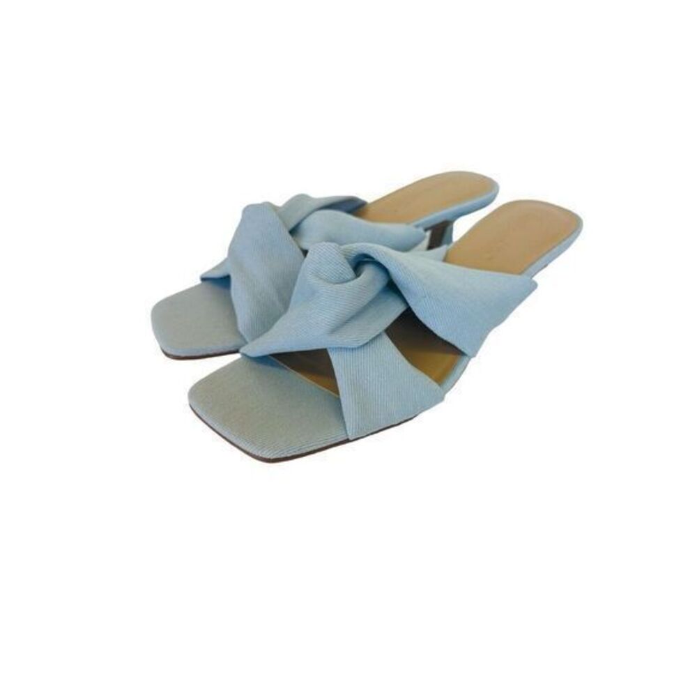 Splendid Women's Hannah Kitten Heel Sandals Light Denim Blue‎ Fabric 8.5 M NWB